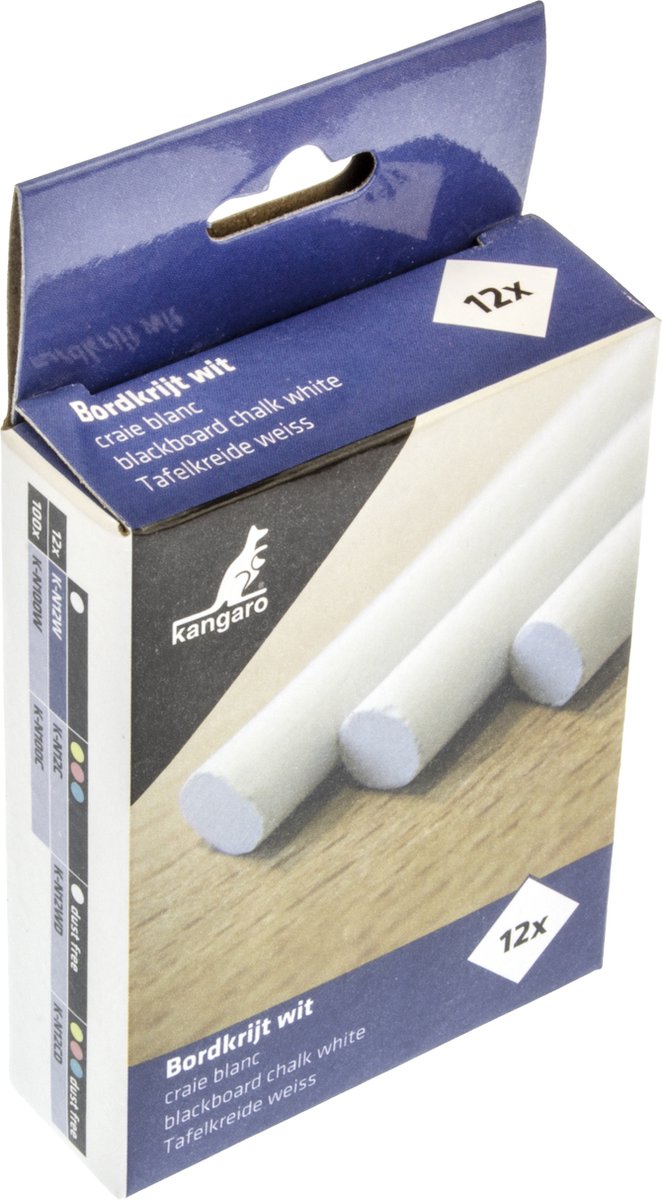 Kangaro schoolbordkrijt - wit - doos a 12 stuks - K-N12W