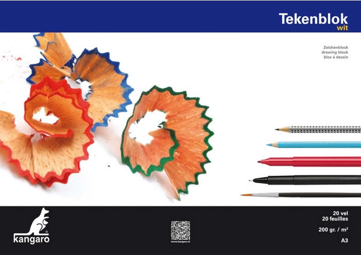Tekenblok Kangaro A3 200 gram 20 vel wit
