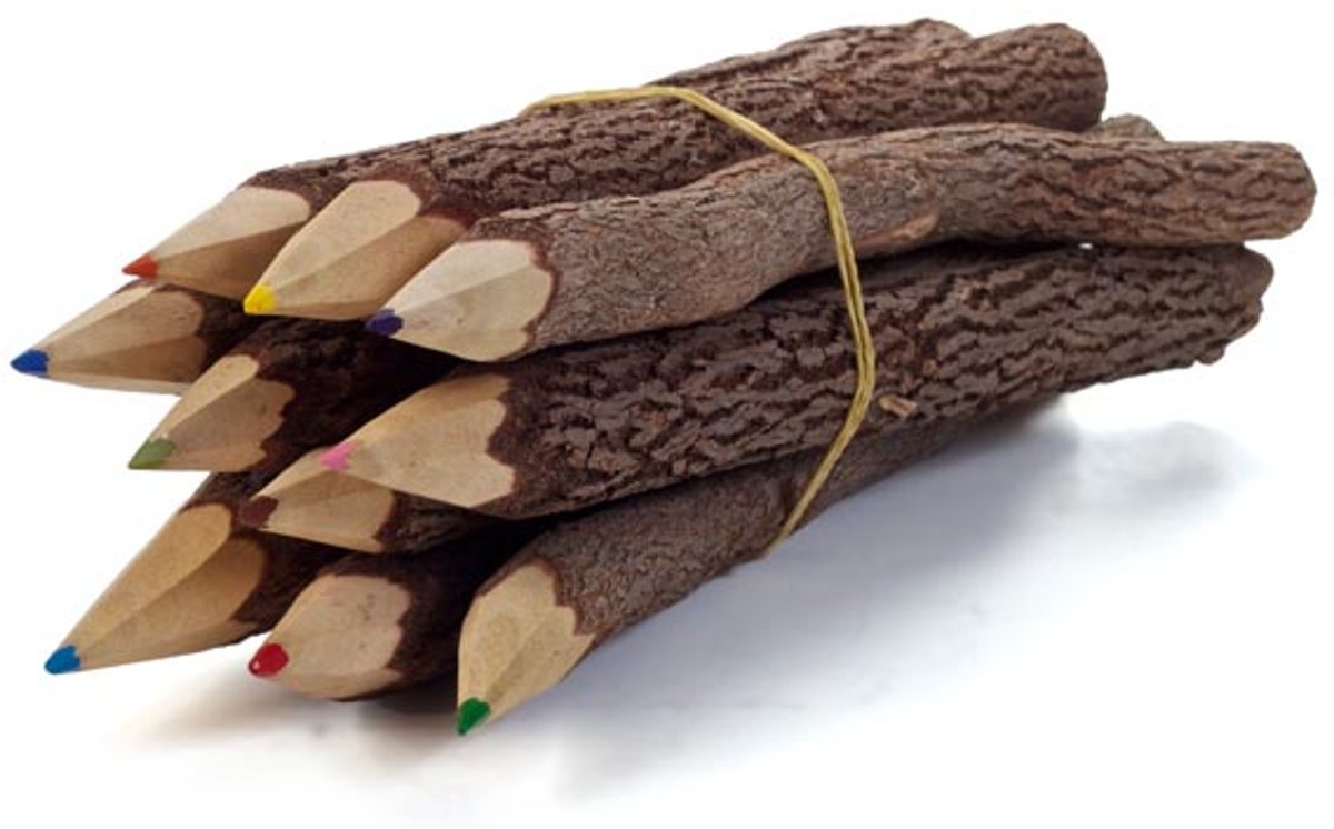 kleurpotloden - met schors - fairtrade uit Thailand - set van 10