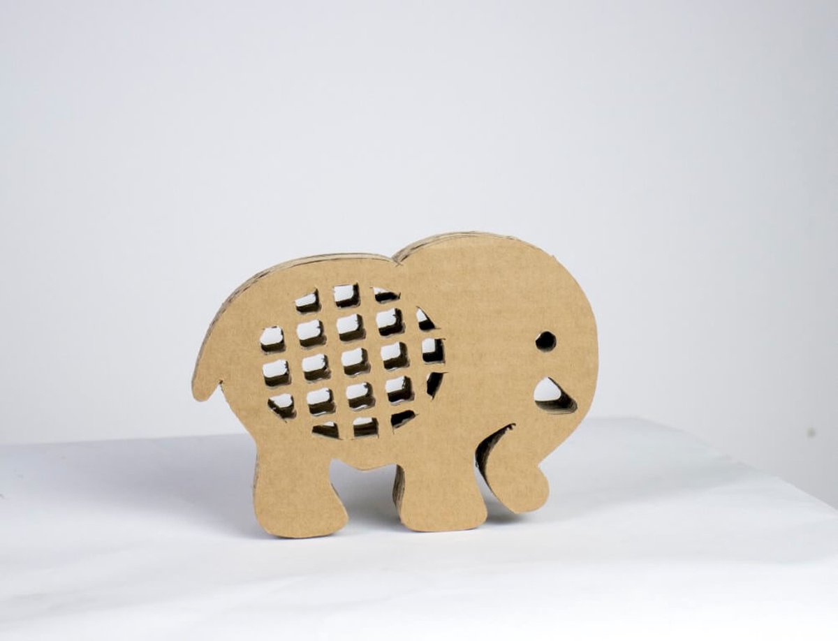 Kartonnen Dieren Spaarpot - Olifant klein - Duurzaam Karton - Hobbykarton - KarTent