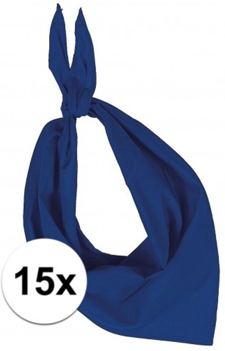 15x Zakdoek bandana kobalt blauw - hoofddoekjes