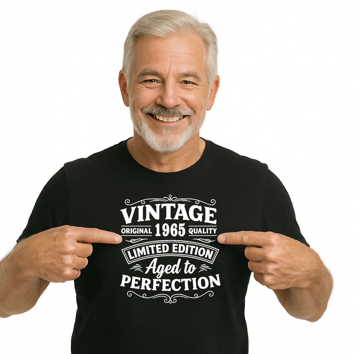 T-shirt - unisex - zwart - Vintage - Limited Edition - Aged to Perfection - geboortejaar 1965 - BIO Katoen - verjaardag en feest - cadeau - maat 3XL