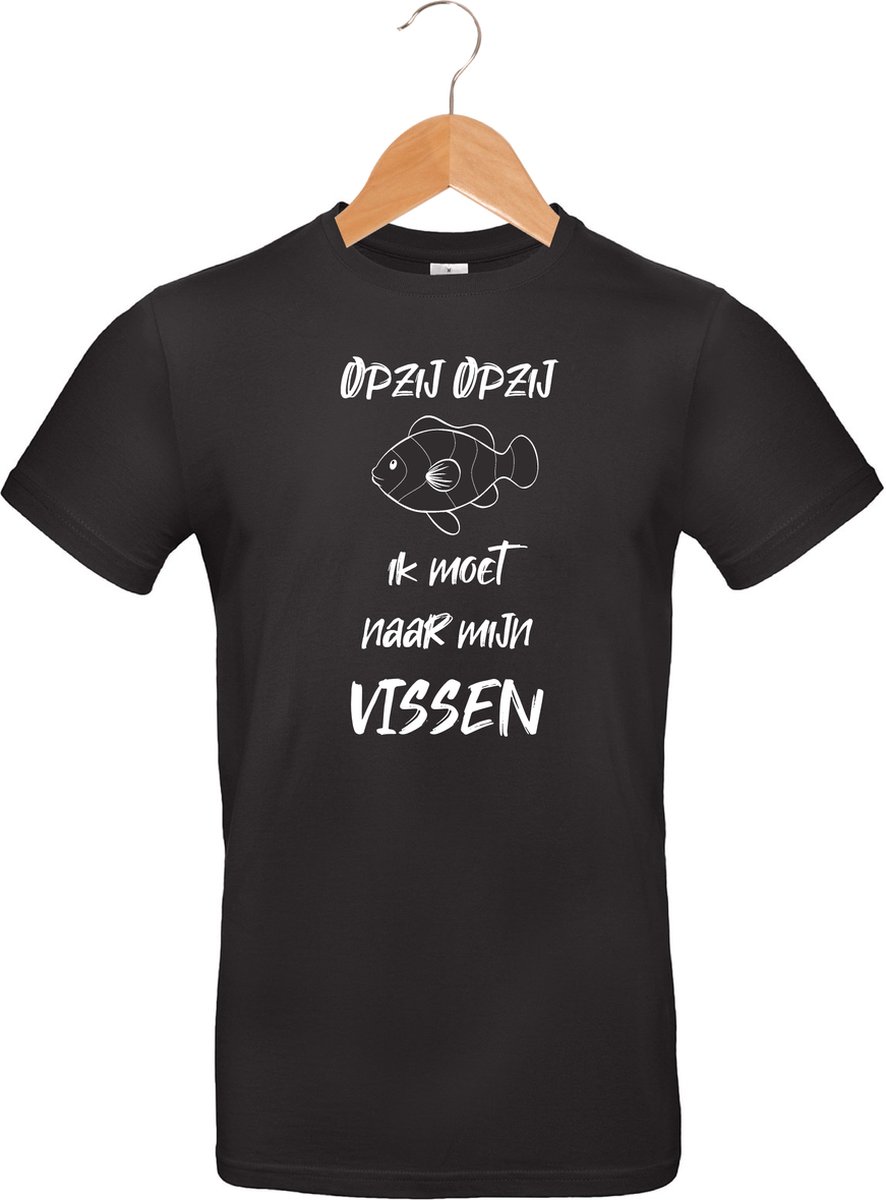 mijncadeautje - T-shirt unisex - zwart - opzij opzij ik moet naar mijn - (Vijver-) Vissen - maat M