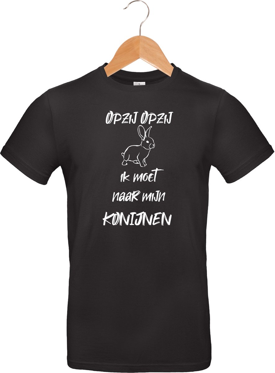mijncadeautje - T-shirt unisex - zwart - opzij opzij ik moet naar mijn - Konijnen - maat XL
