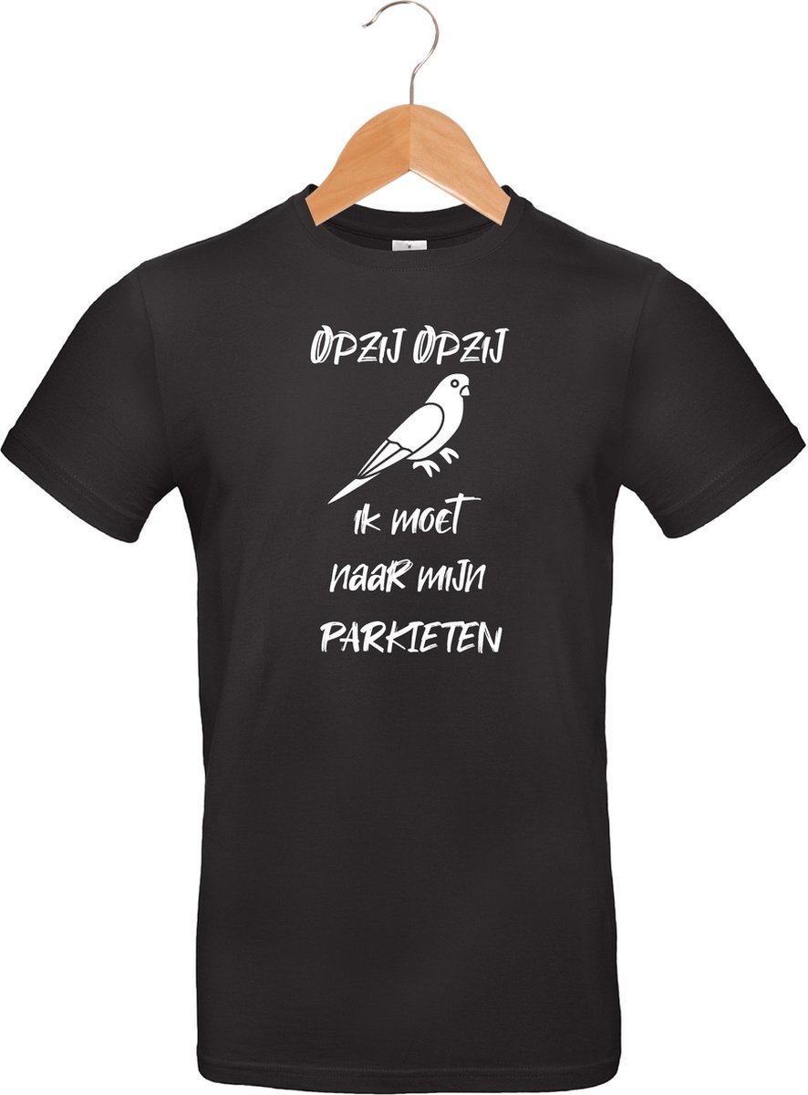 mijncadeautje - T-shirt unisex - zwart - opzij opzij ik moet naar mijn - Parkieten - maat M