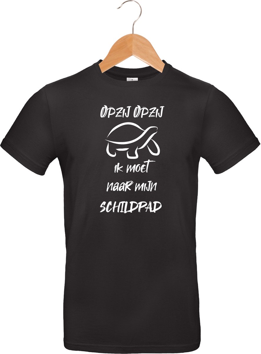 mijncadeautje - T-shirt unisex - zwart - opzij opzij ik moet naar mijn - Schildpad - maat 3 XL