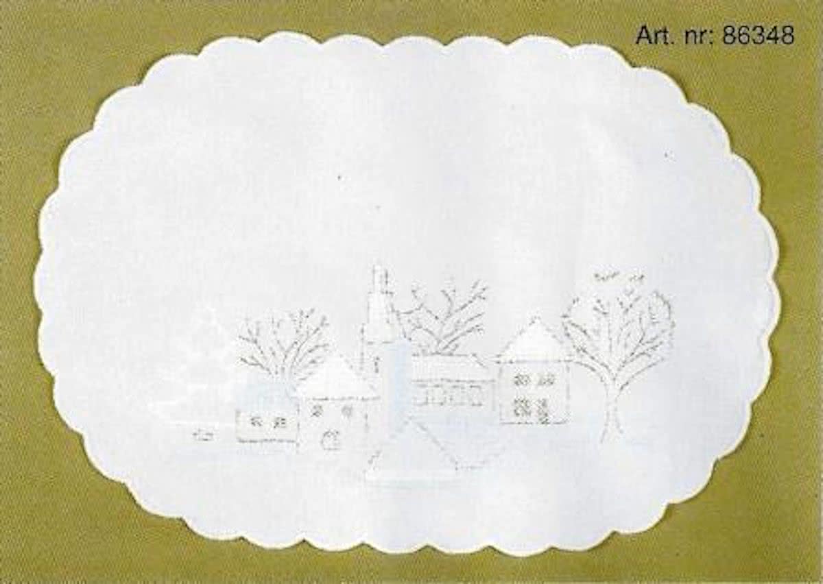 kruis/steelsteekkleedje 86348 dorp in wintersfeer, wit (4 st.)