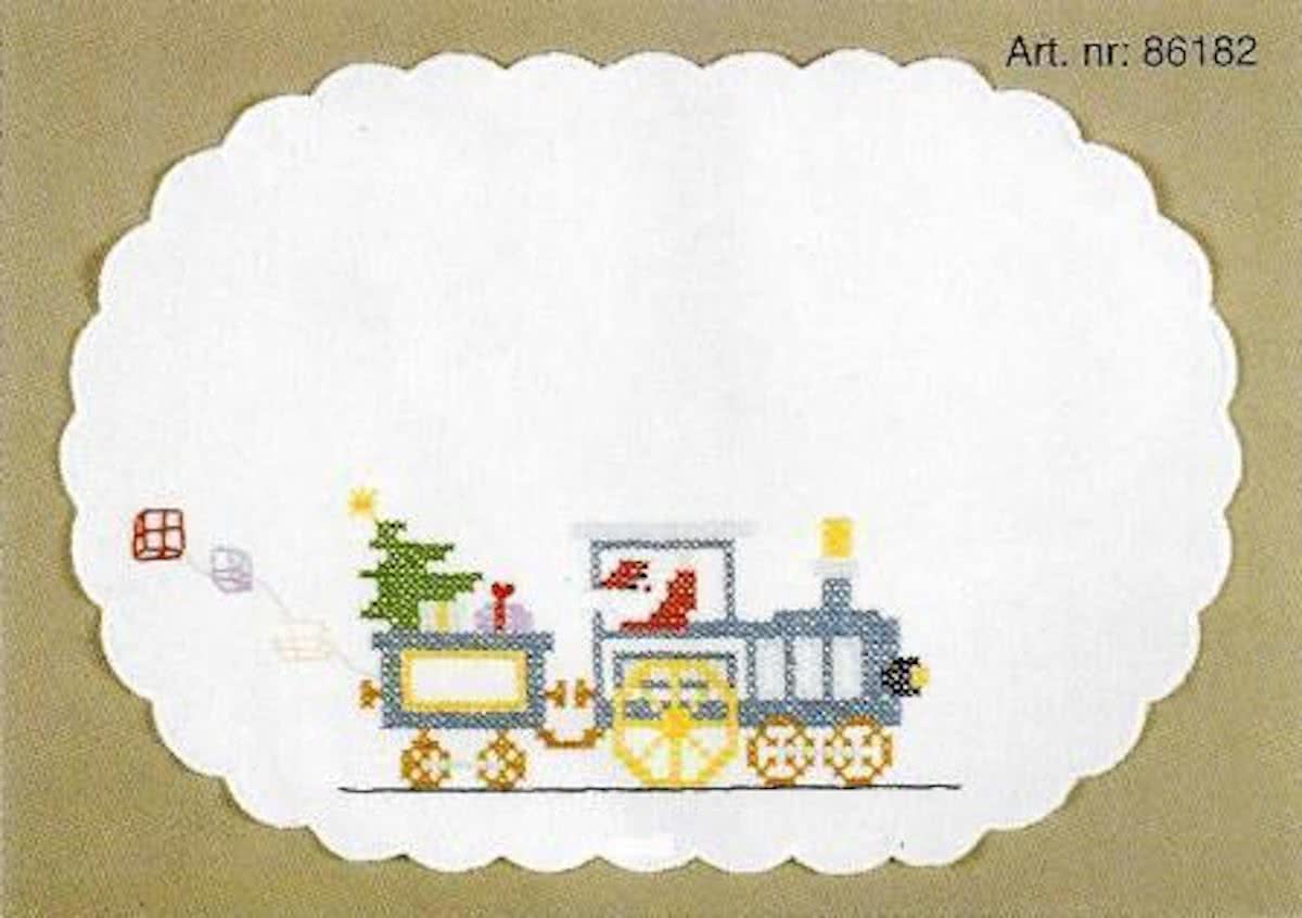 kruissteekkleedje 86182 kersttrein, wit (4 st.)