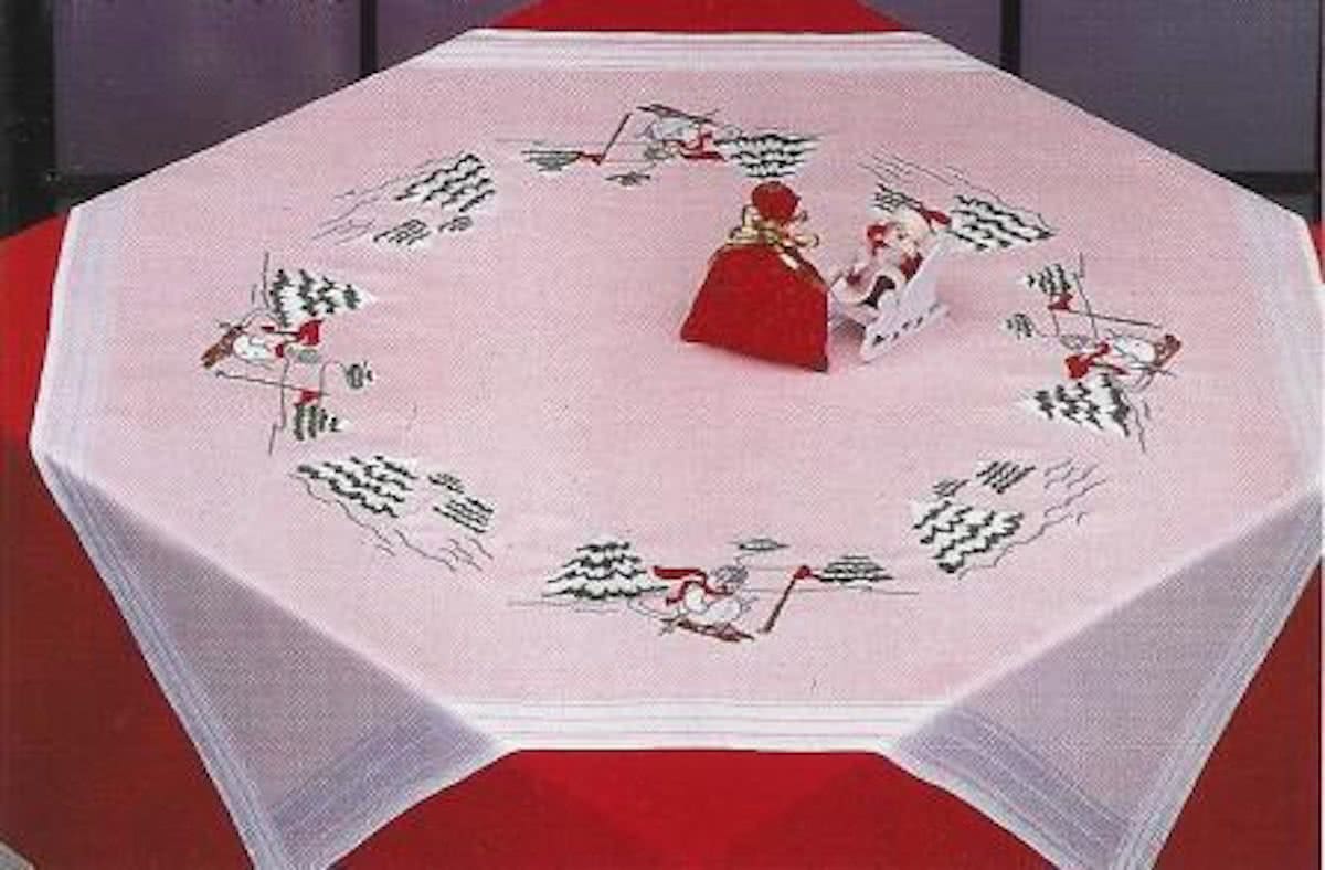 steelsteekdekservet 80295 sneeuwpop aan het skieën, wit