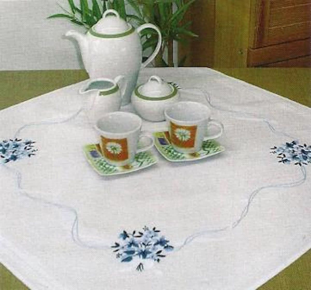 steelsteekdekservet 80380 klokjesbloemen en vergeetmenietjes, wit