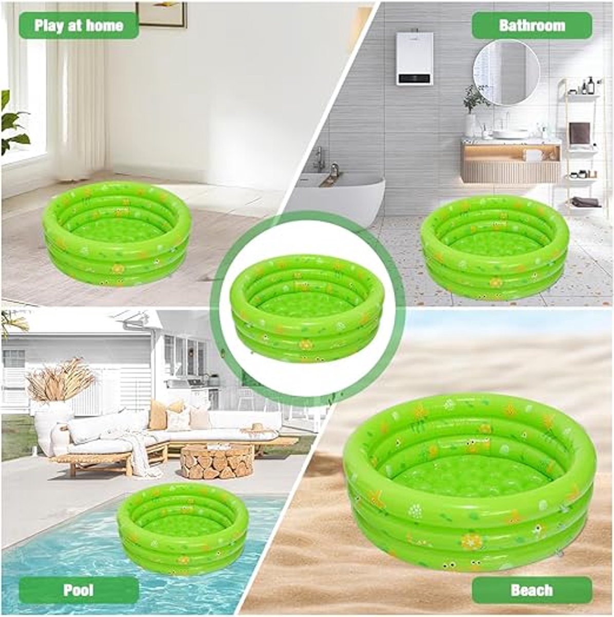 Opblaasbaar kinderbadje, pvc, opblaasbaar bad voor kinderen, 85 x 30 cm, opblaasbaar zwembad voor kinderen, buiten, balkon, thuis, zomer, water, party, zwembad