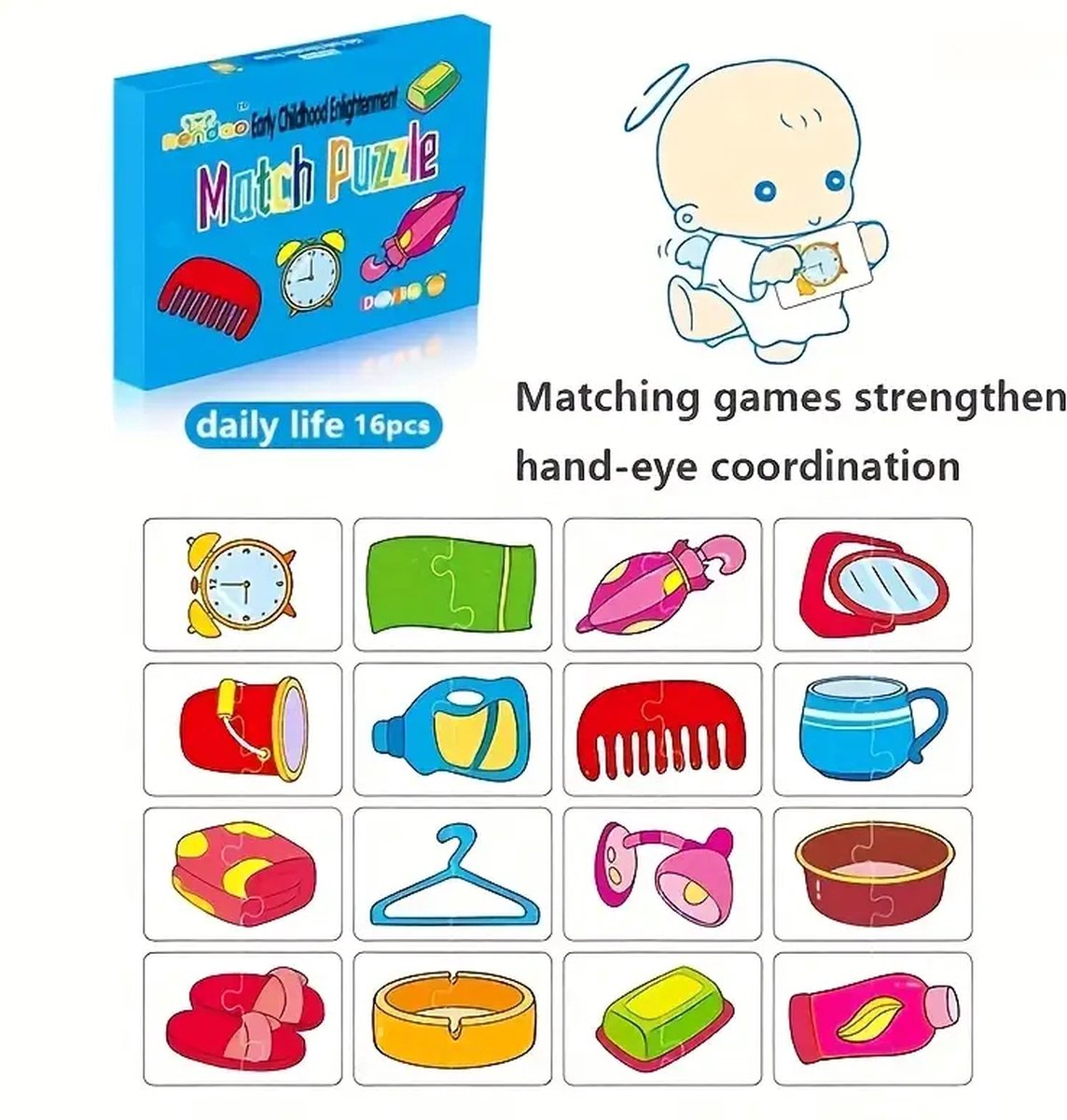 warenhuis 32-delige puzzelkaarten voor kinderen, educatief cognitief ontwikkelingsspeelgoed, ideaal voor peuters, feestgunsten voor verjaardagen, babyshowers en vakantiecadeaus, leeftijden 1-3