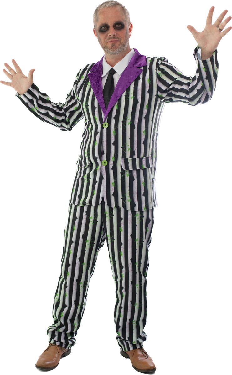 Karnival Costumes Joker Kostuum The Joker Carnavalskleding Heren Carnaval Verkleedkleren Volwassenen - Polyester - Maat XL - 4-Delig Jas/Overhemd inzetstuk/Stropdas/Broek
