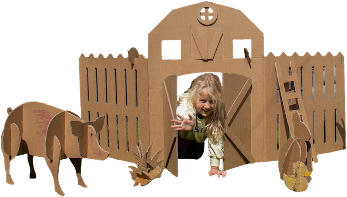 Kartonnen boerderij wand - 200 x 7 x 96 cm - Kartent