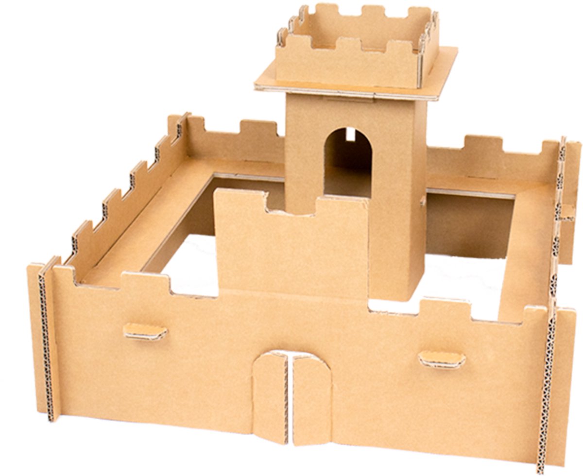 Kartonnen mini ridder burcht - 55 x 55 x 30 cm - Kartent