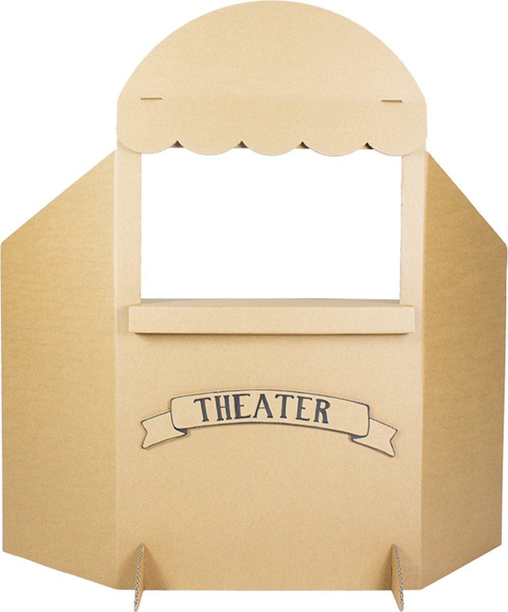 Kartonnen poppenkast - Inclusief poppen - Kartent