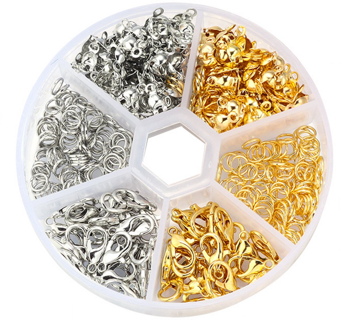 Sluitingen Sieraden Maken Set - 450 stuks Karabijnsluiting, Knijpkralen & Ringetjes - Kasey