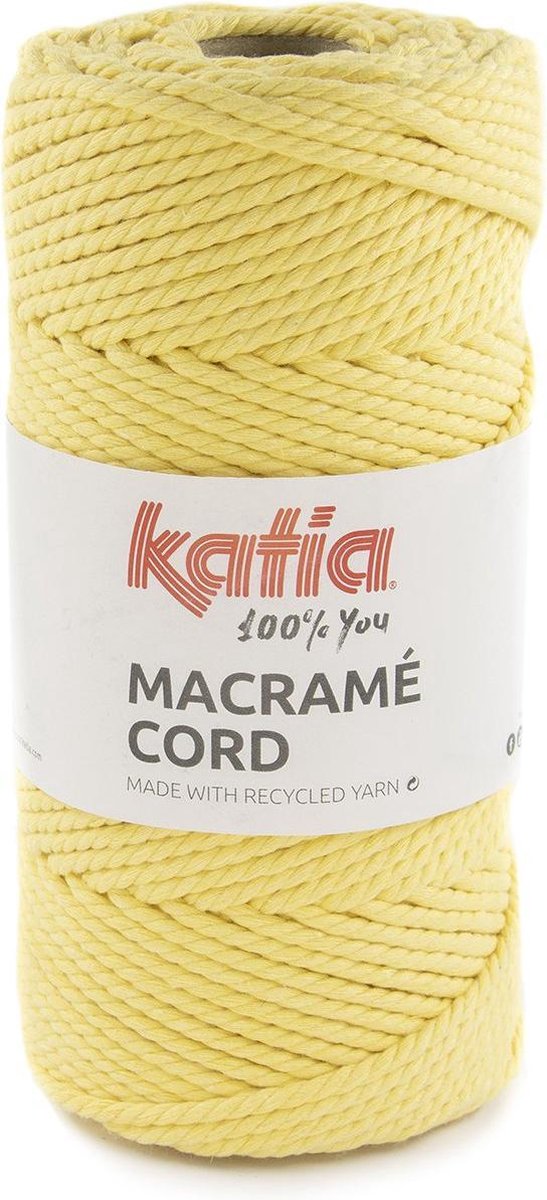 100 meter Katia Macrame Geel - macrame koord - gerecycleerd getwijnd touw - voor macramé plantenhanger - macrame plantenhanger