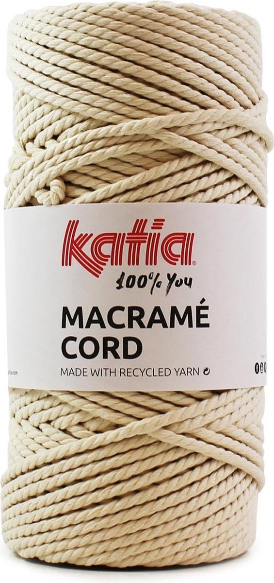 100 meter Katia Macrame Naturel Ecru - macrame koord - gerecycleerd getwijnd touw - voor macramé plantenhanger - macrame plantenhanger