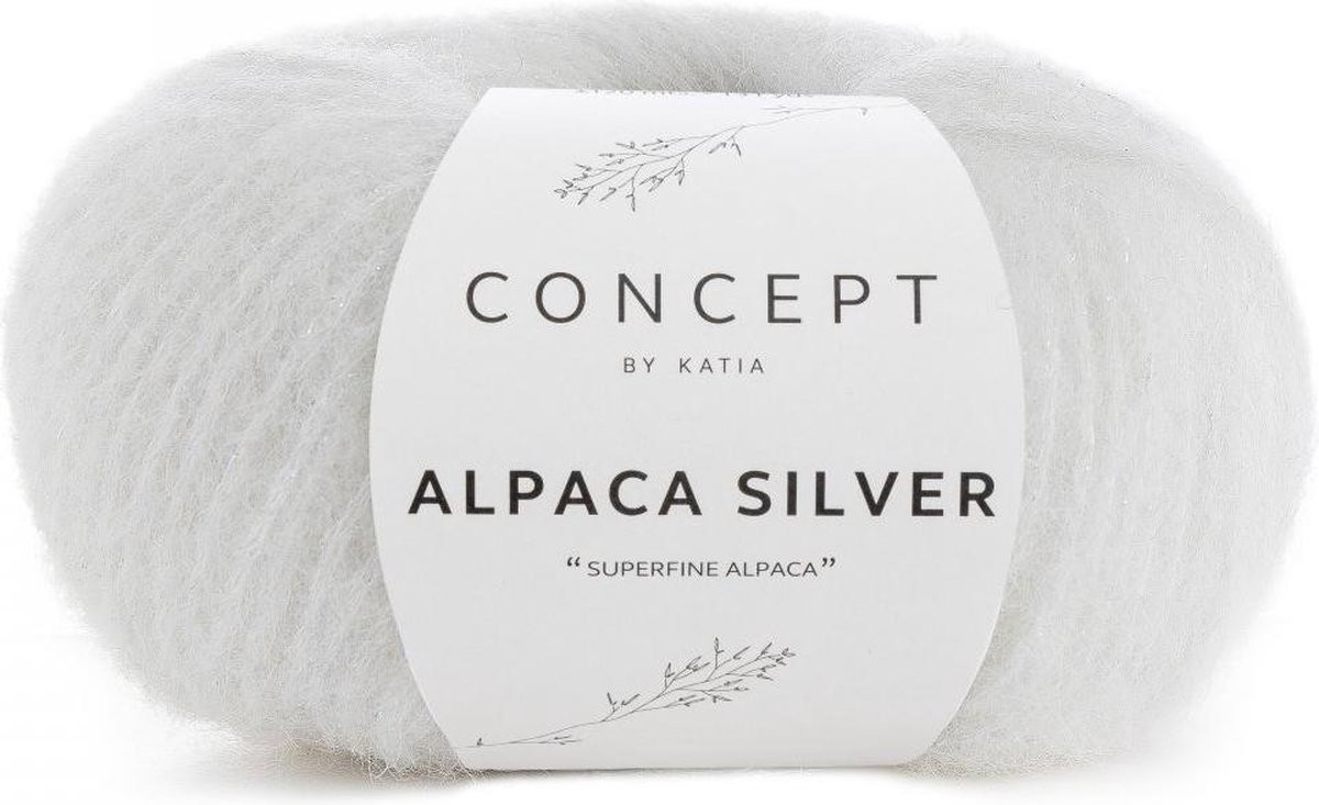 Alpaca Garen Katia Ecru/ Zilver - alpaca wol - breigaren - breien - haken - sjaal breien - muts breien - debardeur breien - super zacht - garen - breiwol