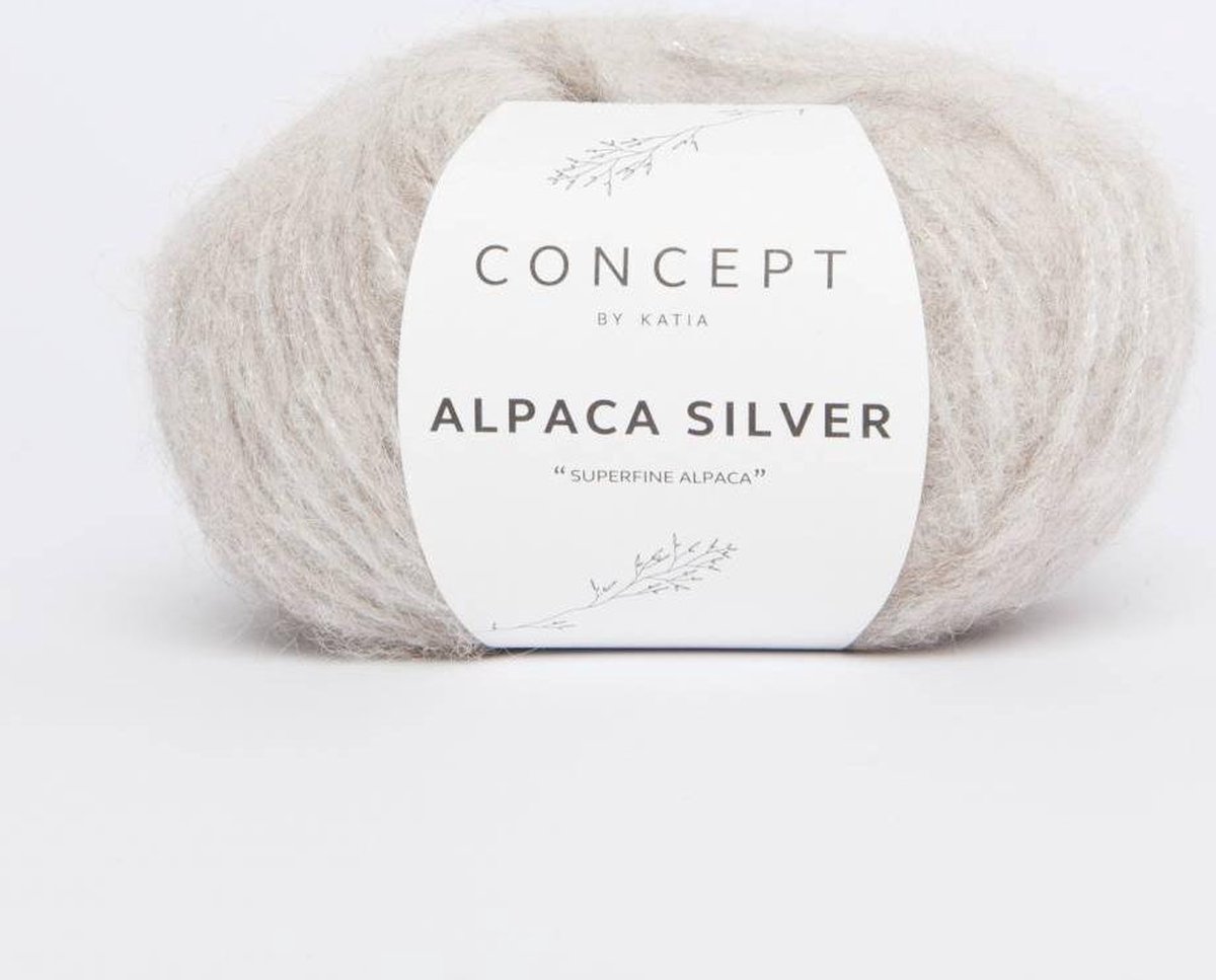 Alpaca Garen Katia Licht Beige/ Zilver - alpaca wol - breigaren - breien - haken - sjaal breien - muts breien - debardeur breien - super zacht - garen - breiwol