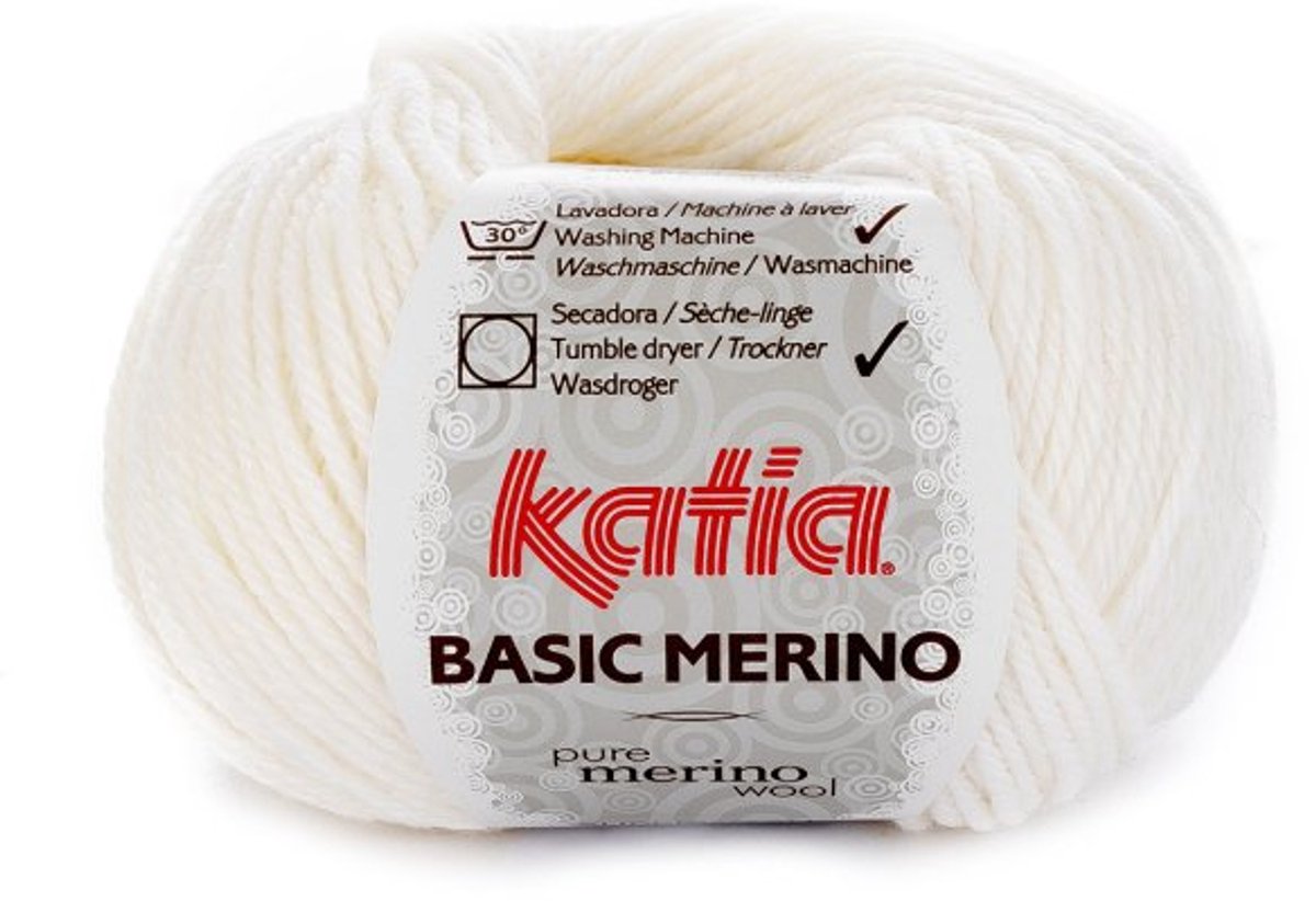 Katia Basic Merino - 01 wit - Wol/Acryl Garen