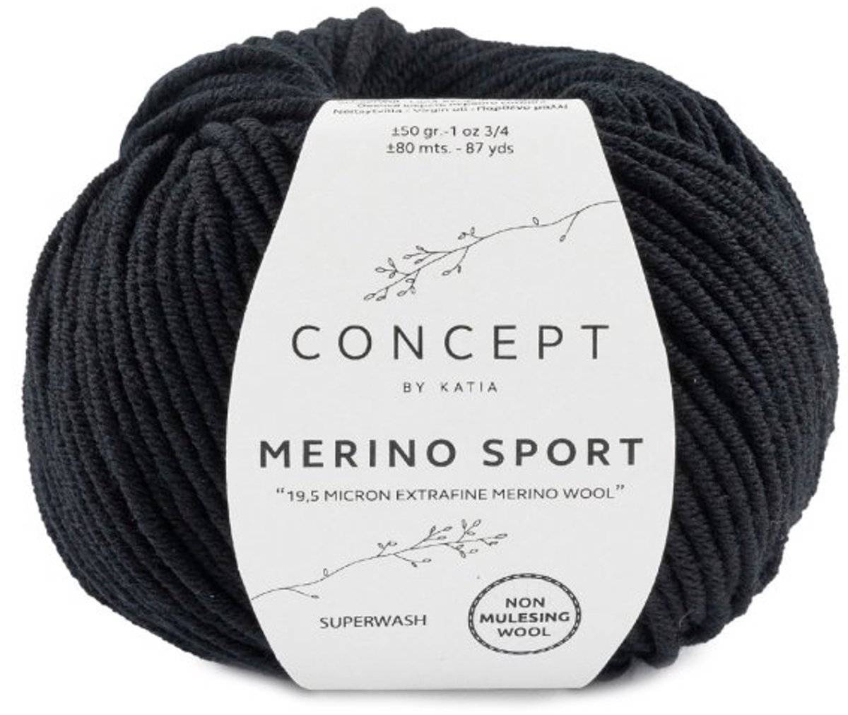 Katia Concept Merino Sport - 02 zwart - Wol Garen
