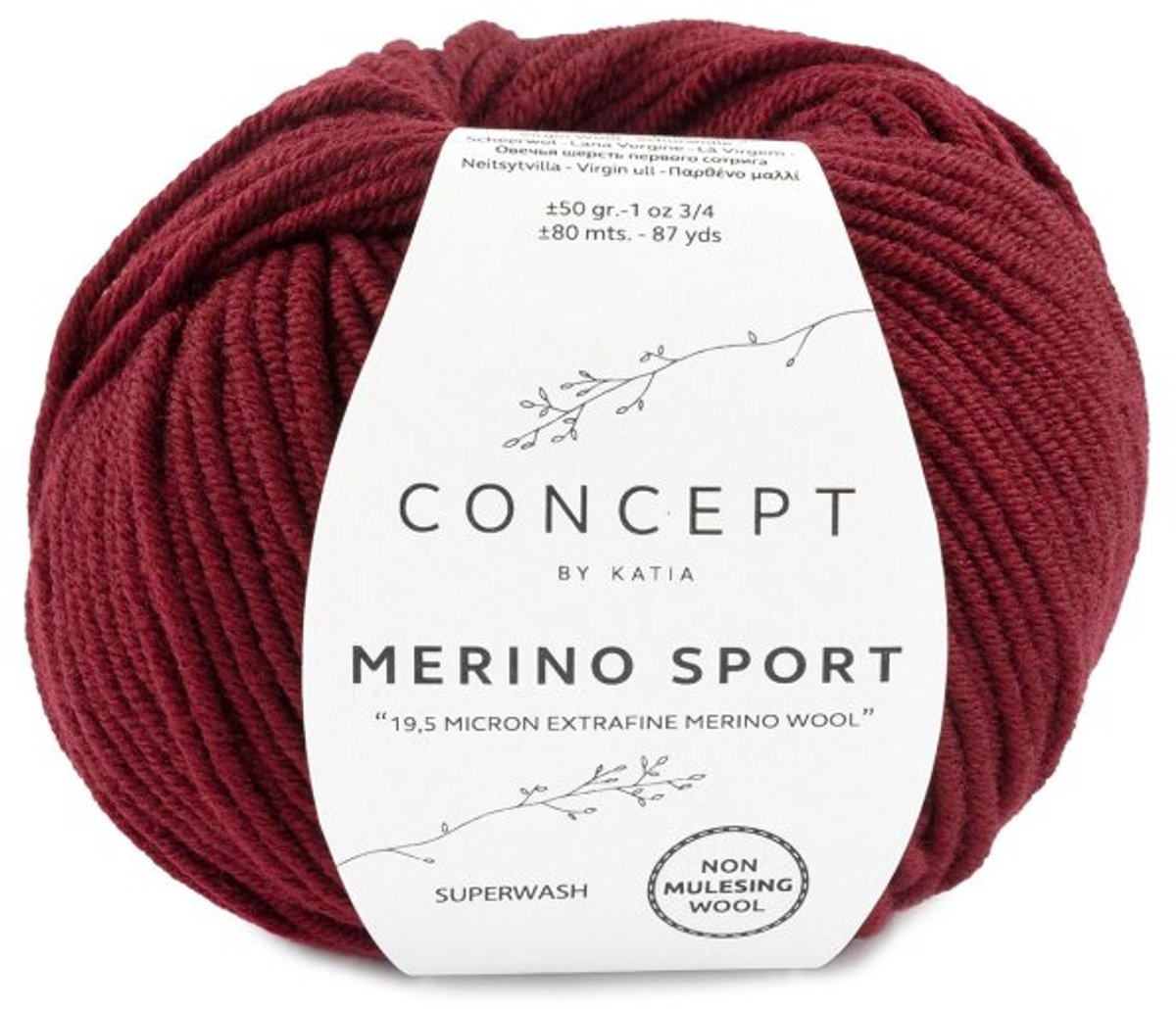 Katia Concept Merino Sport - 22 donker wijnrood - Wol Garen