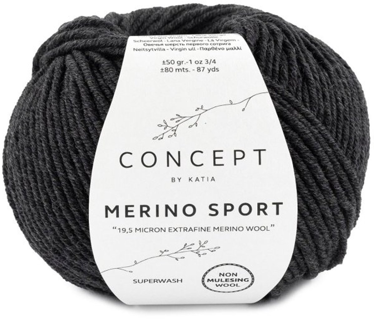 Katia Concept Merino Sport - 402 antracietgrijs - Wol Garen