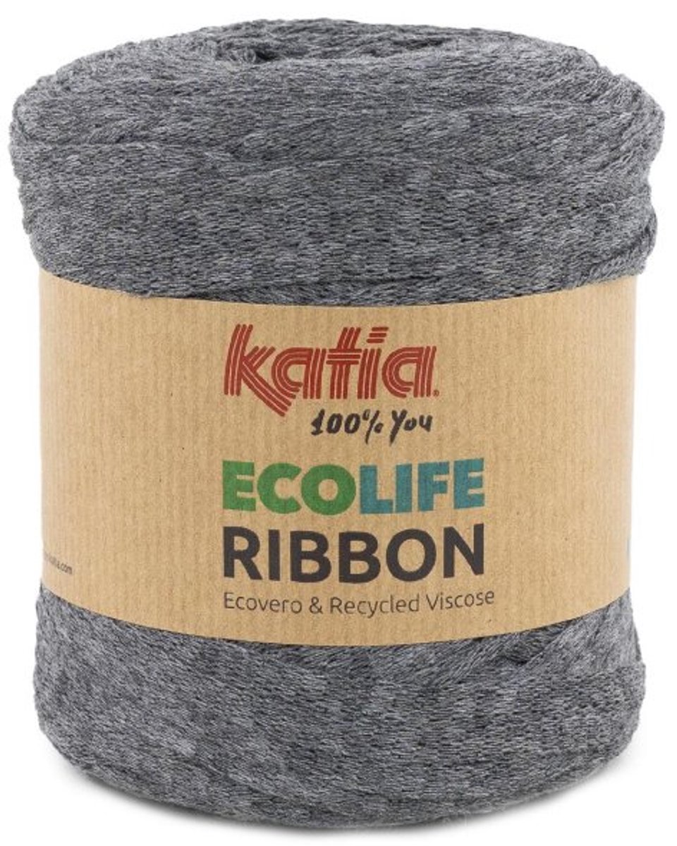 Katia Ecolife Ribbon - 102 grijs - Gerecycled Lintgaren