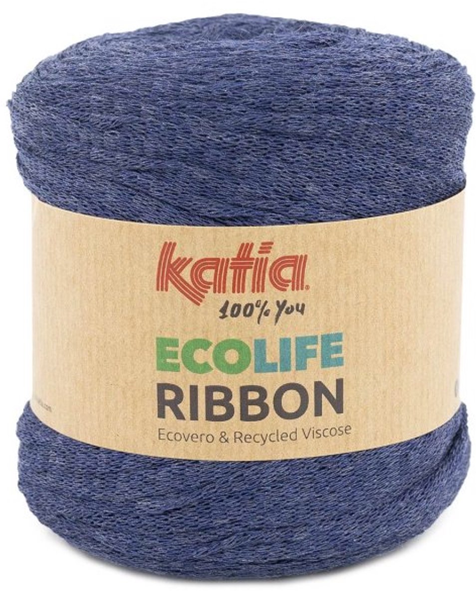 Katia Ecolife Ribbon - 104 marineblauw - Gerecycled Lintgaren