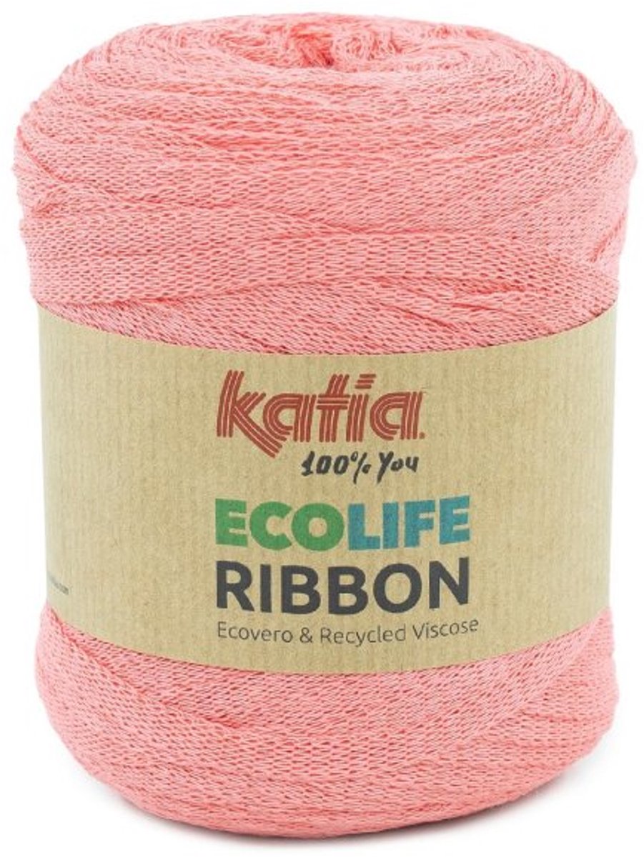 Katia Ecolife Ribbon - 111 licht koraal - Gerecycled Lintgaren