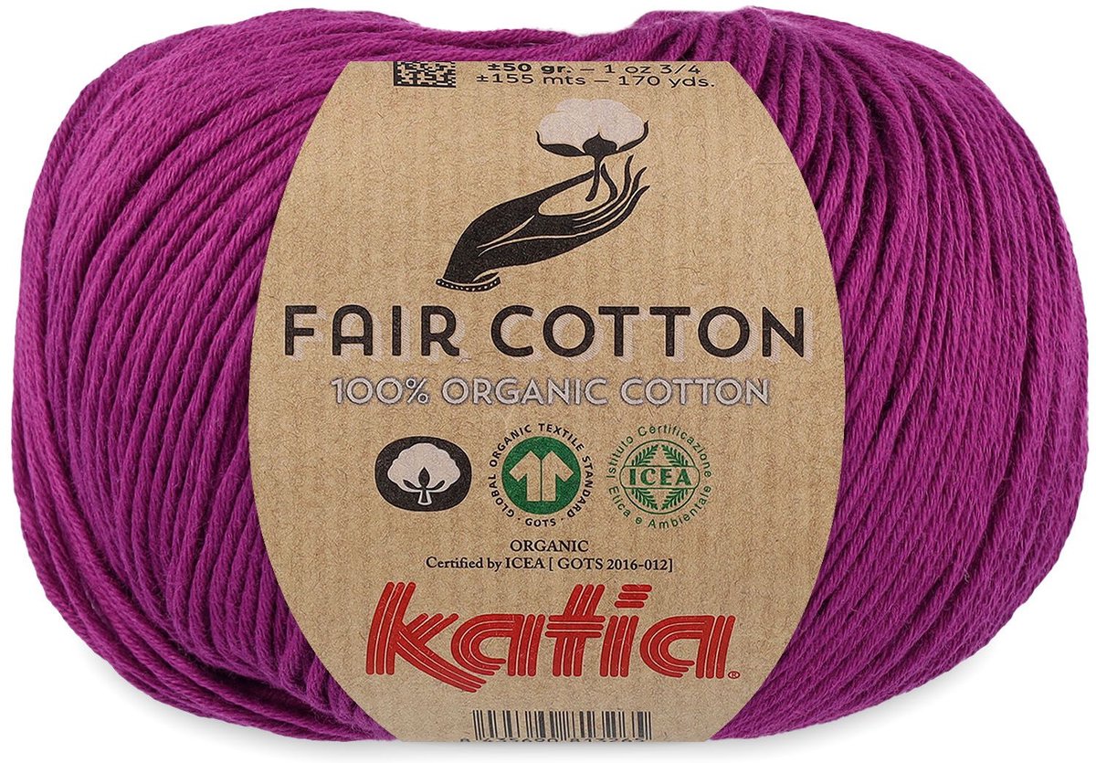Katia Fair Cotton - 51 verkeers paars - Biologisch Katoengaren