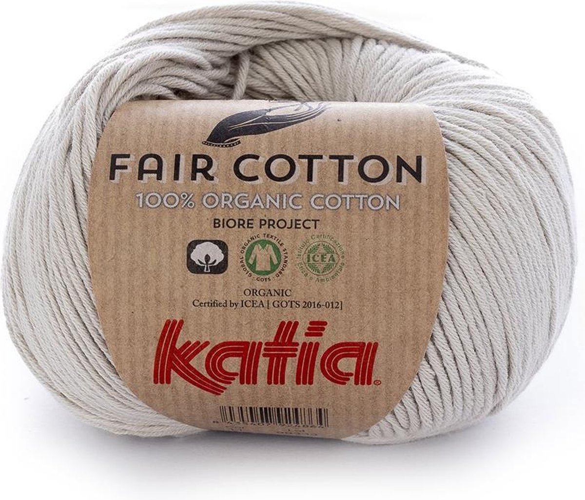 Katia Fair Cotton Parelmoer-lichtgrijs - 1 bol - biologisch garen - haakkatoen - amigurumi - ecologisch - haken - breien - duurzaam - bio - milieuvriendelijk - haken - breien - katoen - wol - biowol - garen - breiwol - breigaren