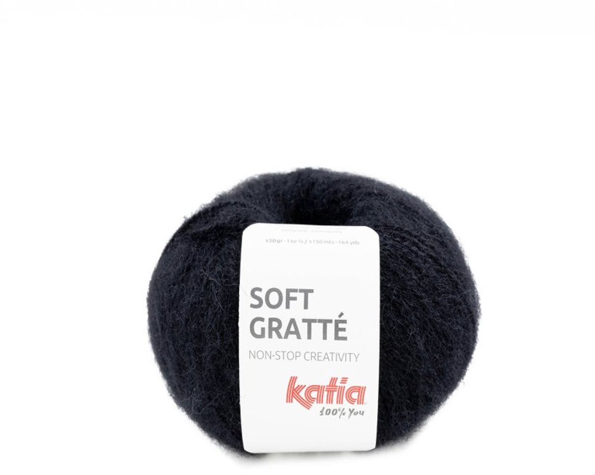 Katia Soft Gratté - 76 zwart - Mohair-Look Acryl Garen