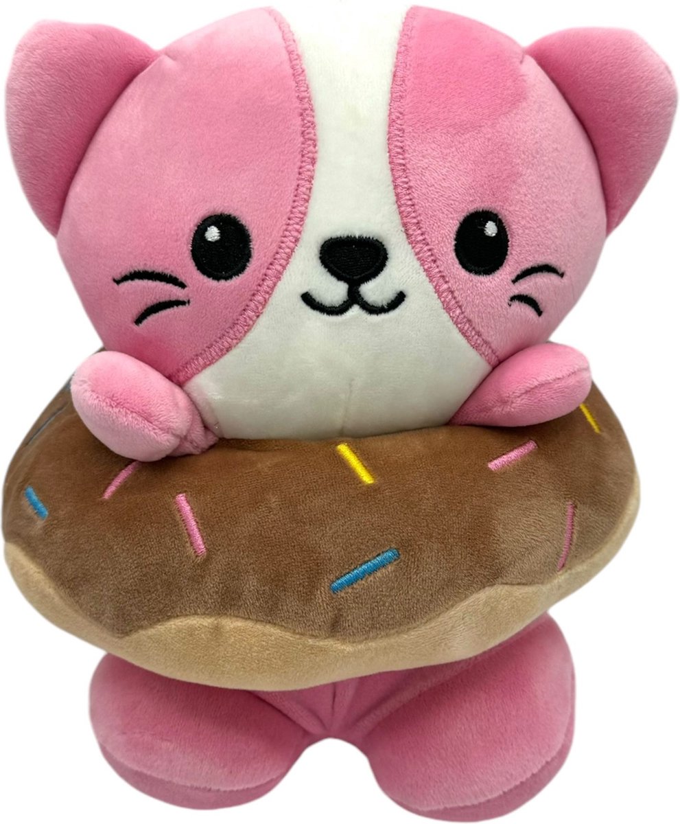 Kawaii Kuties - Donut Kat knuffel - 23 cm - Pluche