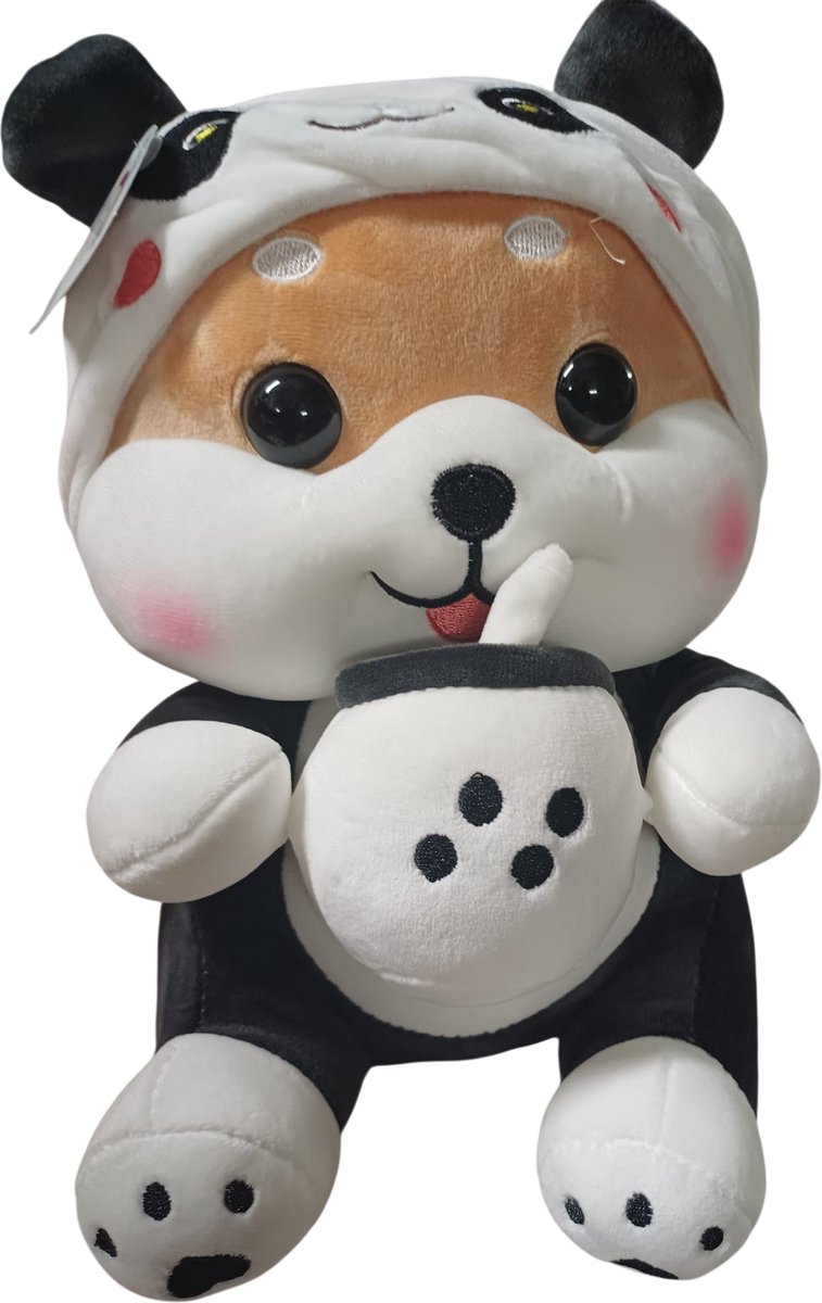 Kawaii Shiba Inu - Knuffel 25 cm - Bubble Thee Zwart