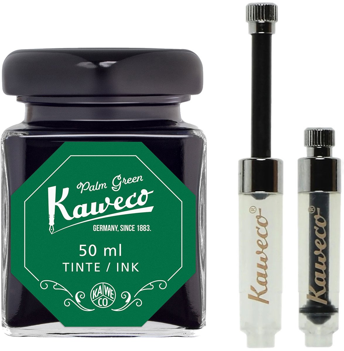 Kaweco - Ink bottle en Mini Converter - Palm Green - potje vulpeninkt - Groene originele Kaweco-inkt in 50 ml glas