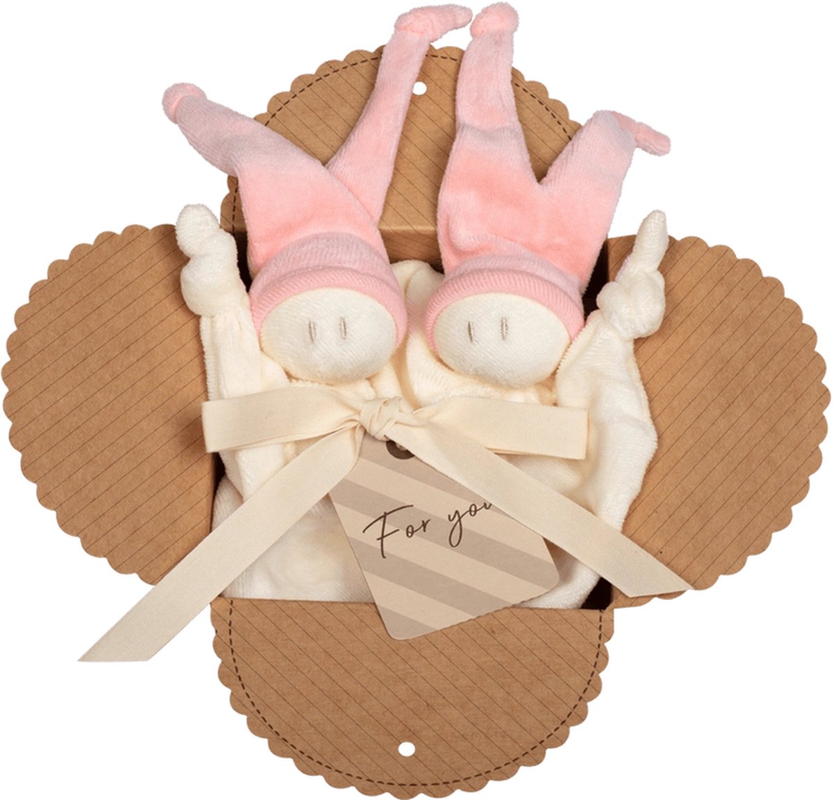 Little Zmooz knuffels – Kraamcadeau - Zachte Baby Knuffel – Zalmroze - Knuffeldoekje – Set met 2 dezelfde knuffeltjes - 02.02.1