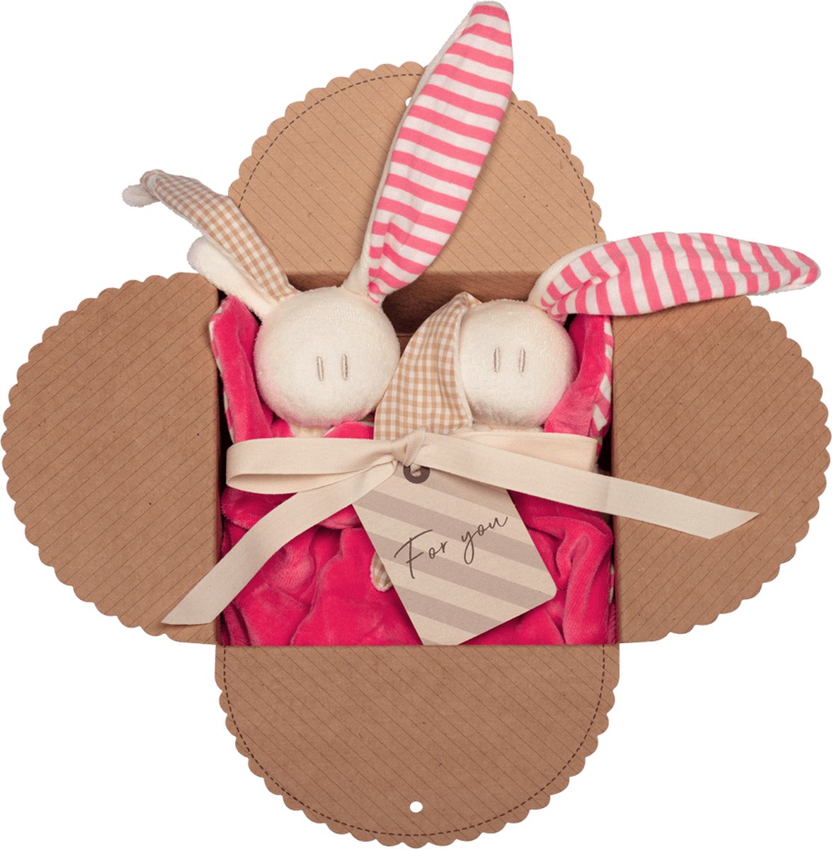 Toddel knuffels – Kraamcadeau - Zachte Baby of Peuter Knuffel – Koraalrood - Knuffeldoekje – Set met 2 dezelfde knuffeltjes - 09.11.1