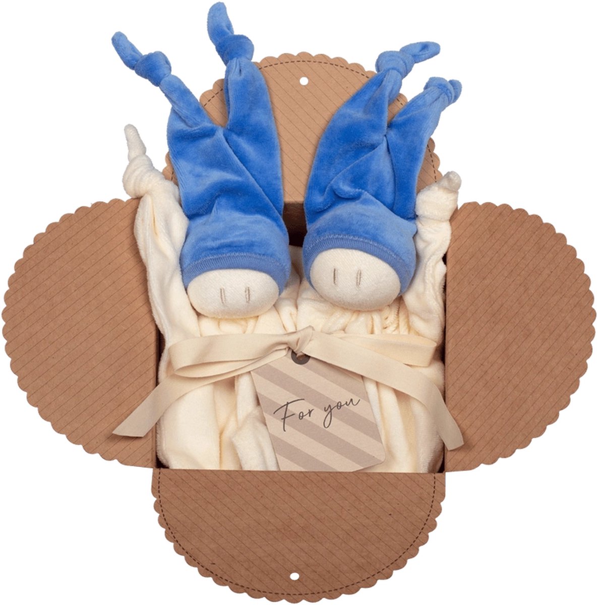 Zmooz knuffels – Kraamcadeau - Zachte Baby of Peuter knuffel – Saffier blauw - Knuffeldoekje – Set met 2 dezelfde knuffeldoekjes - 07.12.1