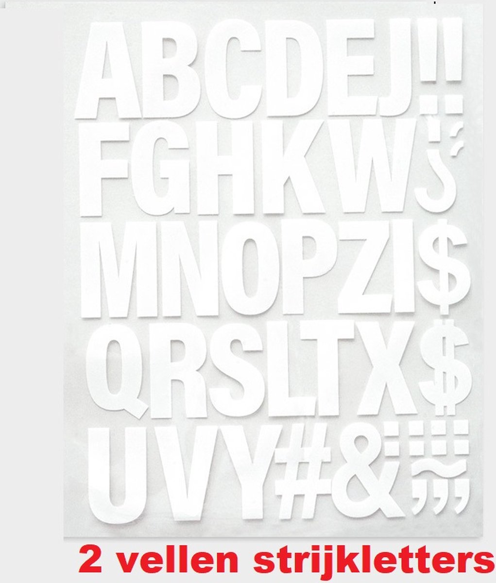 2x Strijkletters Vel Alfabet - WIT - Strijkvel - Strijkijzer - Sublimatie letters voor op kleding, tas, etc.