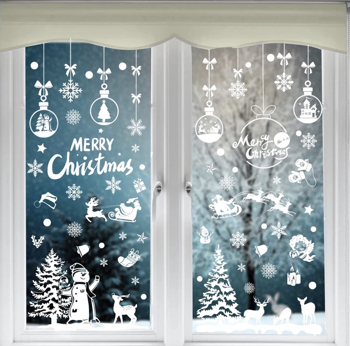 Raamstickers - Kerst - Kerst versiering - Raamversiering - Kerststicker - A4 formaat – Hele Set