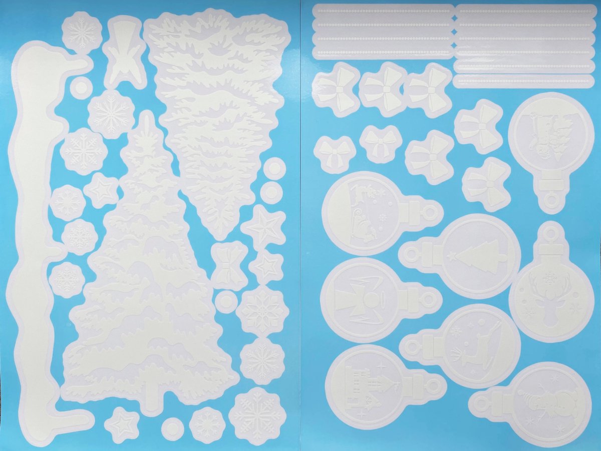 Raamstickers - Kerst - Kerst versiering - Raamversiering - Kerststicker - A4 formaat – Kerstboom & Kerstballen