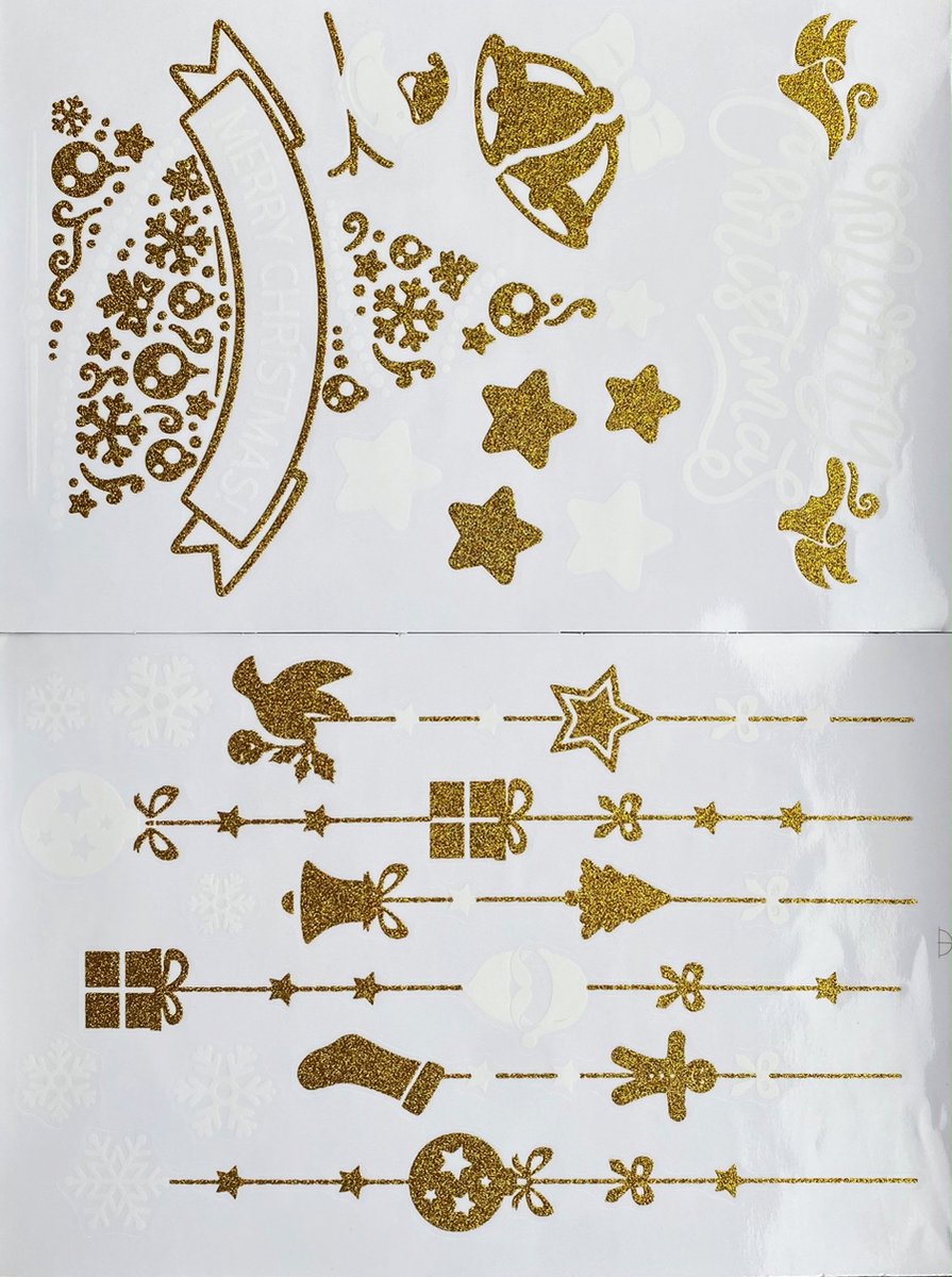 Raamstickers - Kerst - Kerst versiering - Raamversiering - Kerststicker - A4 formaat – Kerstboom & Kersttouwtjes