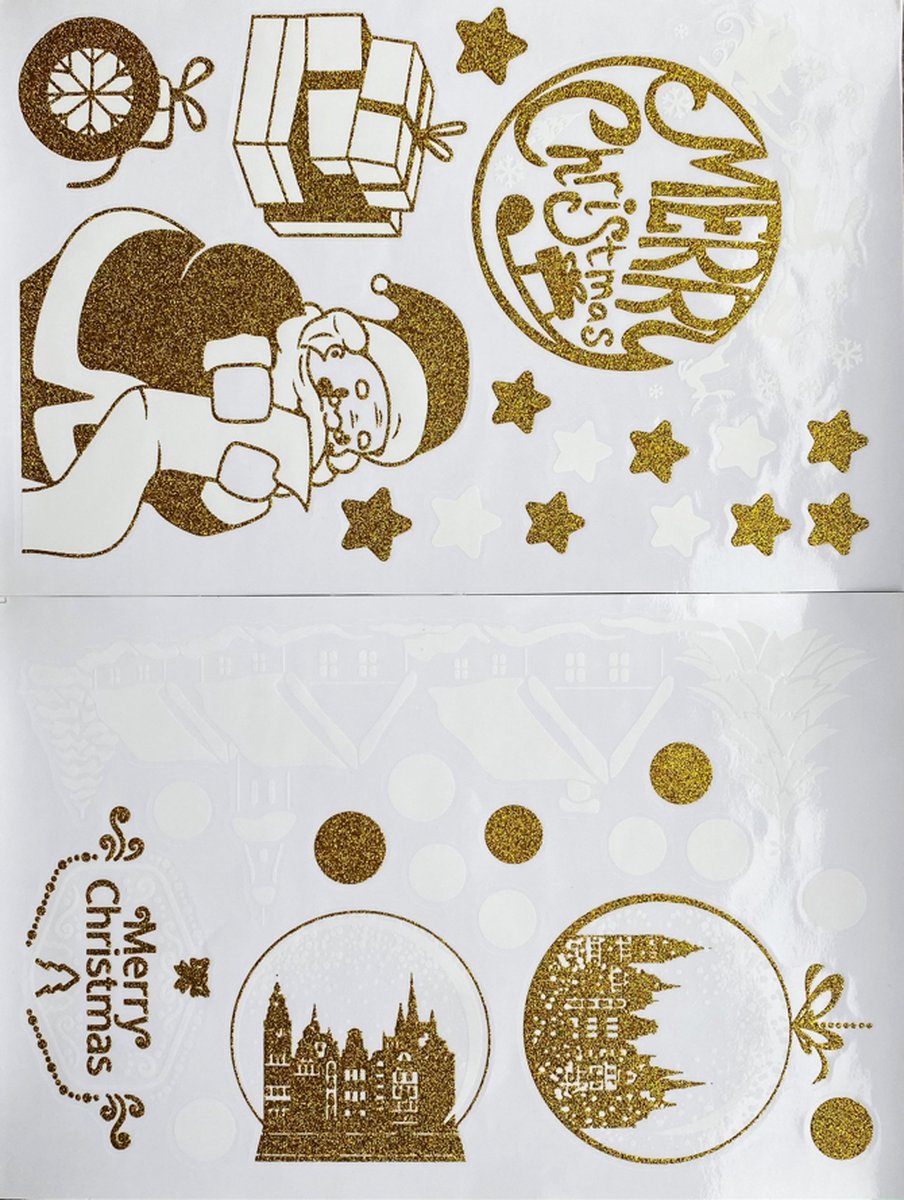 Raamstickers - Kerst - Kerst versiering - Raamversiering - Kerststicker - A4 formaat – Kersthuisjes & Kerstman