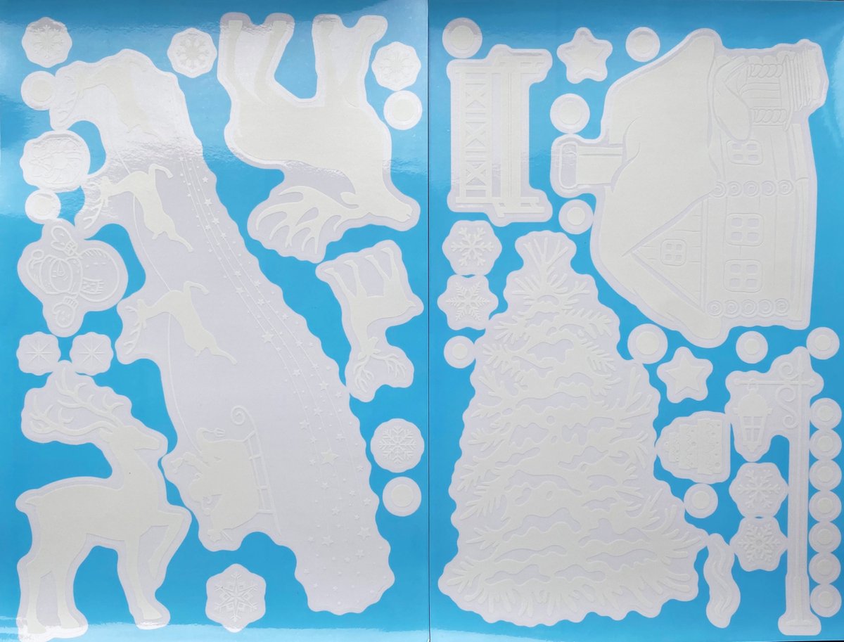 Raamstickers - Kerst - Kerst versiering - Raamversiering - Kerststicker - A4 formaat – Kerstslee & Kersthuisjes