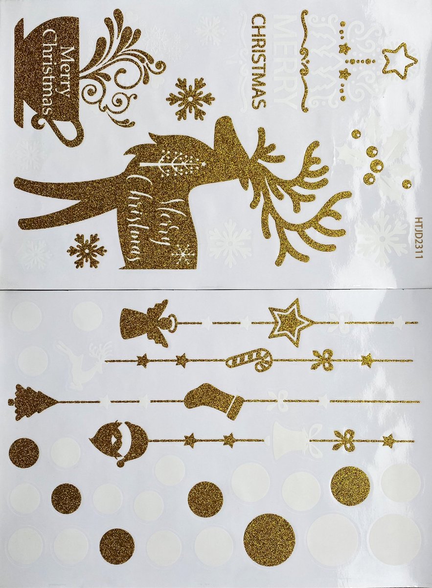 Raamstickers - Kerst - Kerst versiering - Raamversiering - Kerststicker - A4 formaat – Rendier & Stippen