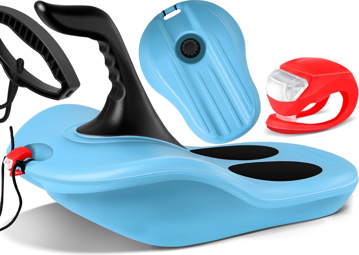 KESSER® Bob Snow / Slede / Snowhoover / Bob Alpina Met LED Licht incl. Trekkoord Slee Slee Kinderslee Zip Bob Plastic Slee Stal voor Kinderen & Volwassenen Sneeuwsport Wintersport ZIPFEL Slee - Lichtblauw