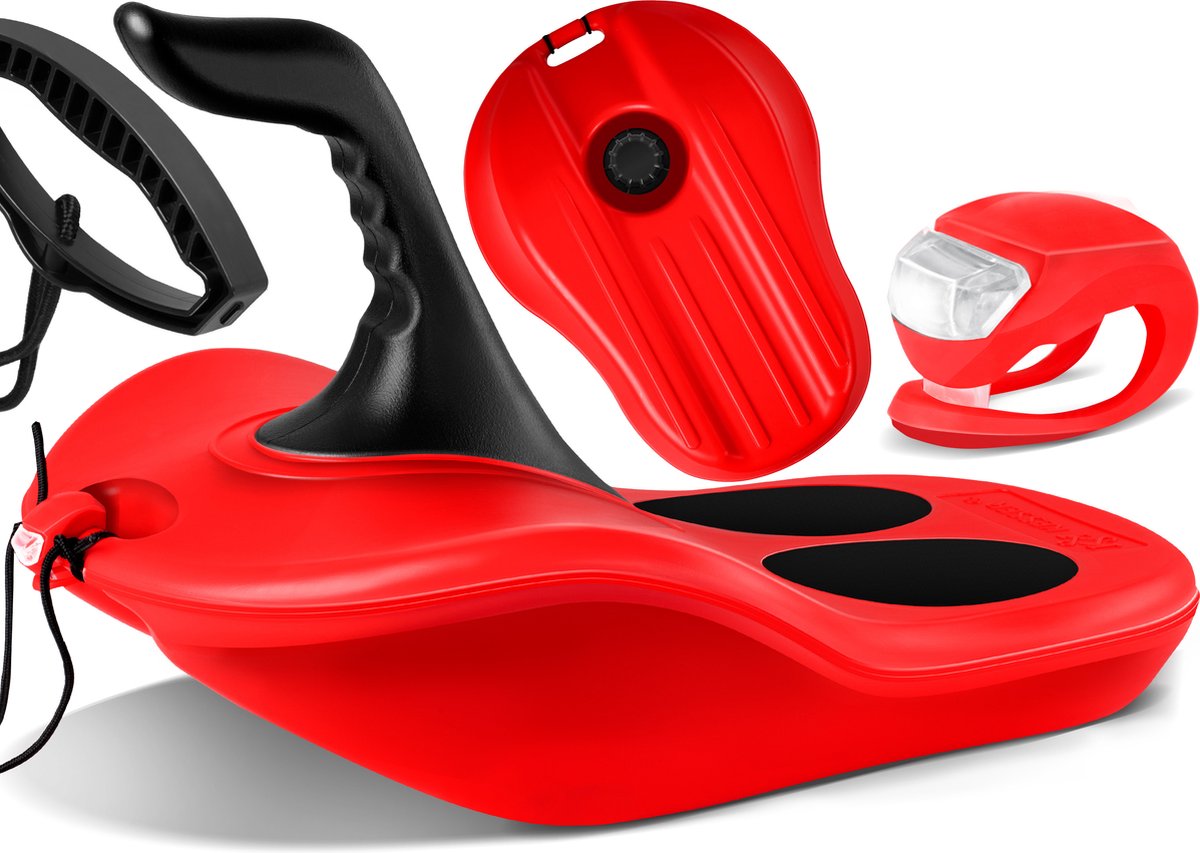 KESSER® Bob Snow / Slede / Snowhoover / Bob Alpina Met LED Licht incl. Trekkoord Slee Slee Kinderslee Zip Bob Plastic Slee Stal voor Kinderen & Volwassenen Sneeuwsport Wintersport ZIPFEL Slee - Rood